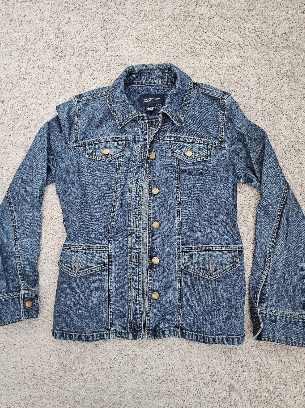 Jones New York Signature Women’s Denim Jacket Small Blue Stretch 4 Pocket